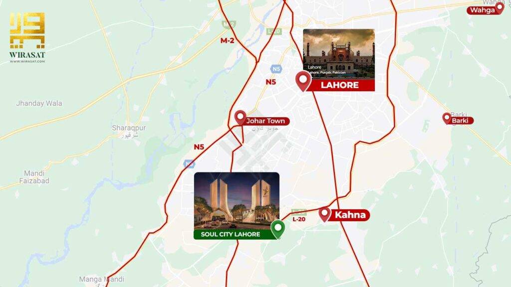 soul city lahore location map easy to access from various points