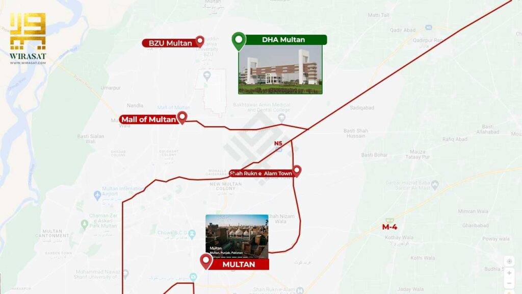 DHA Multan Location Map showing easy access to the housing society 