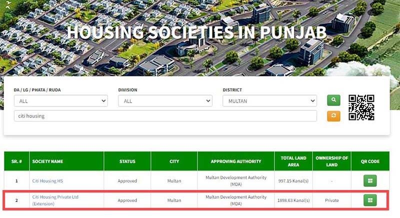 Citi Housing Multan NOC approval details