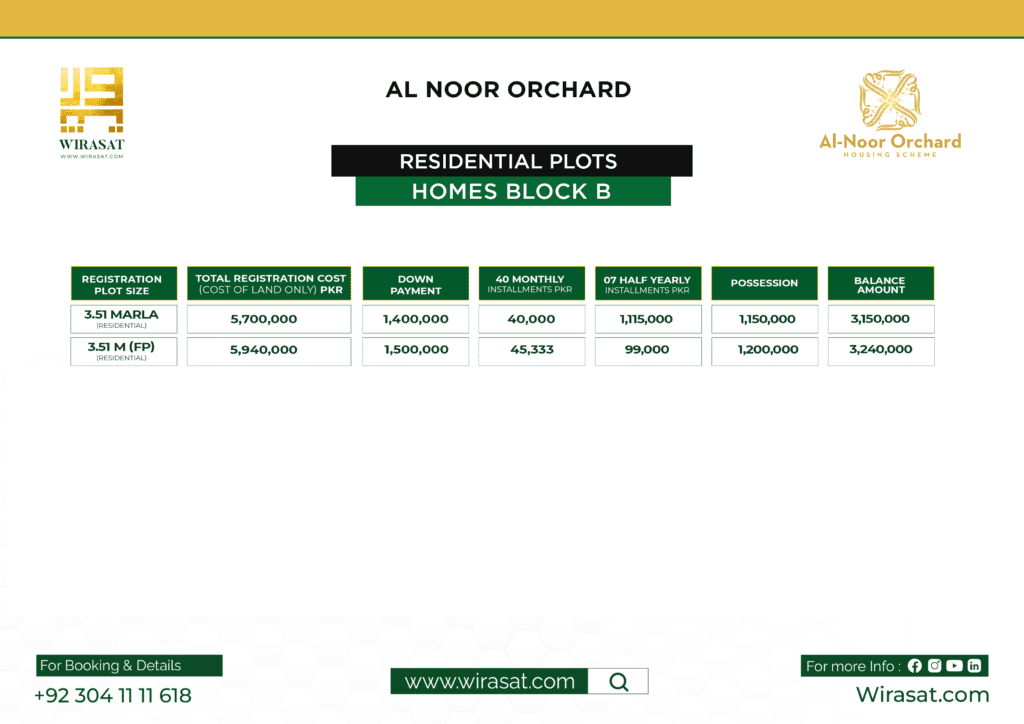 Al Noor Orchard Payment Homes Block B
