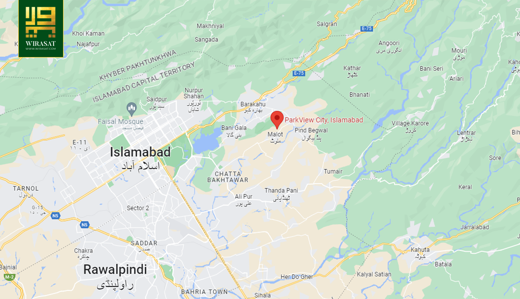 Park View City Islamabad location map showing surrounding of the housing society 