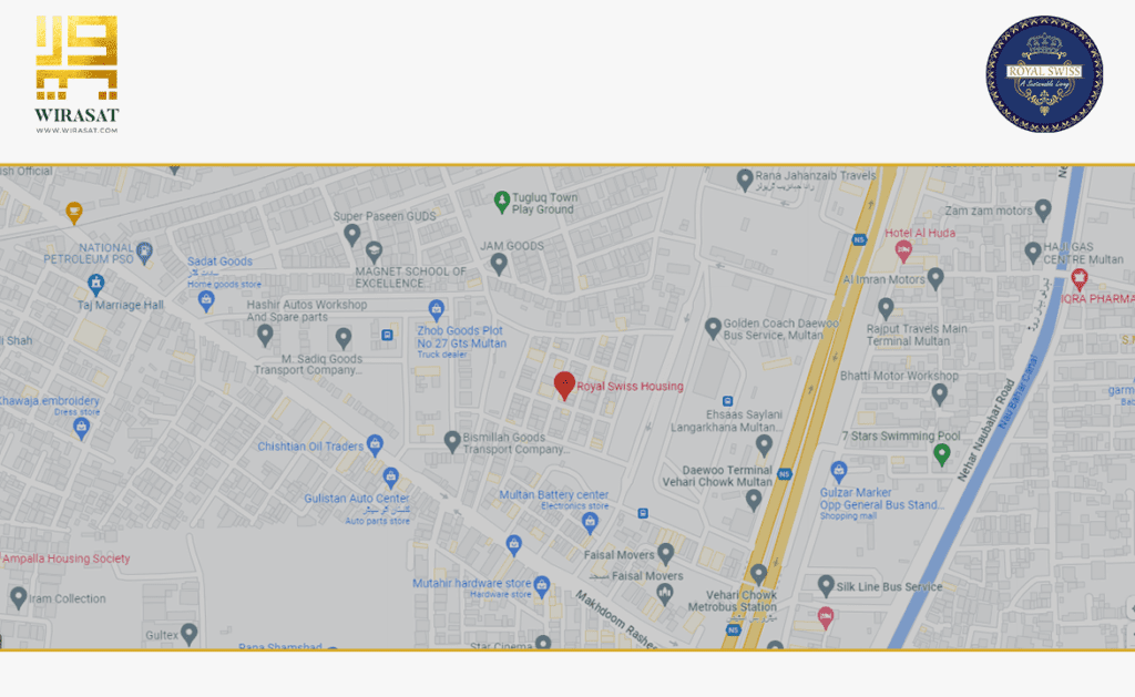 Royal Swiss Housing Multan location map