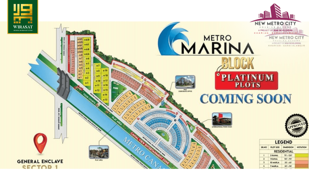 New Metro City Kharian Marina Block layout map

