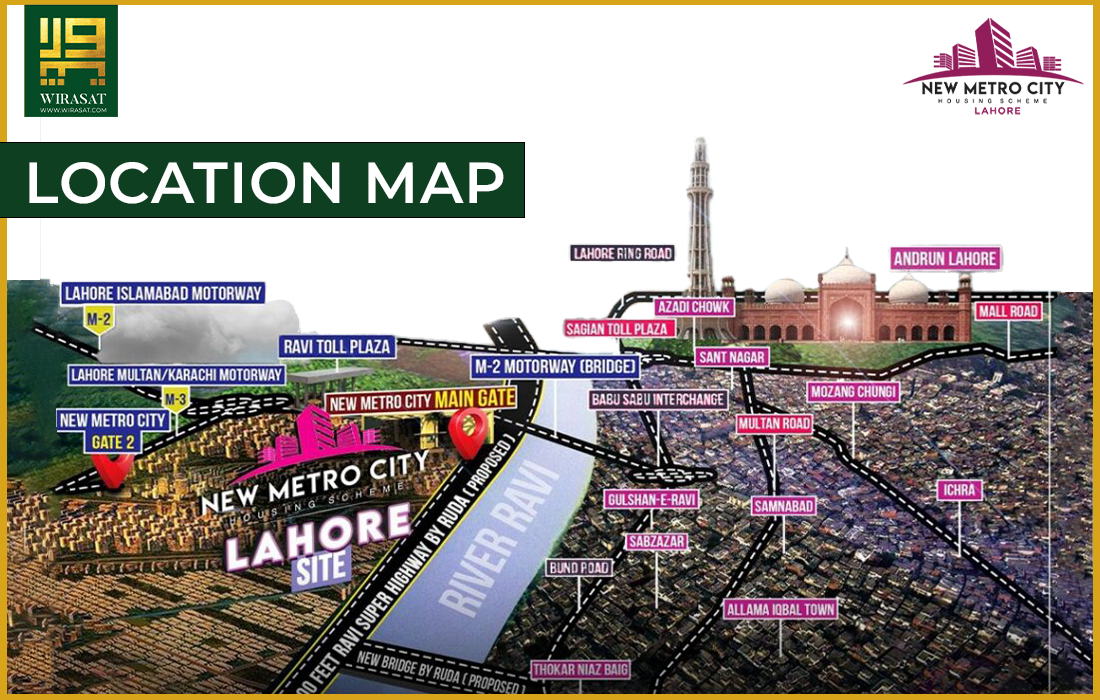 Location of New Metro City Lahore