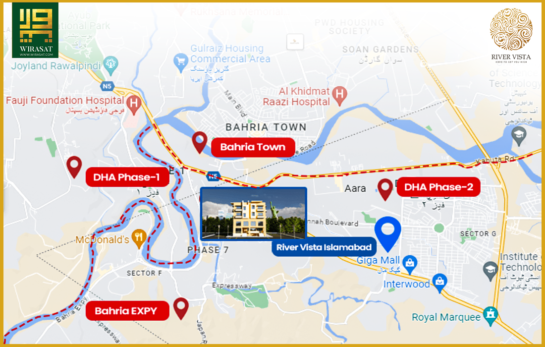 Location of River Vista Islamabad