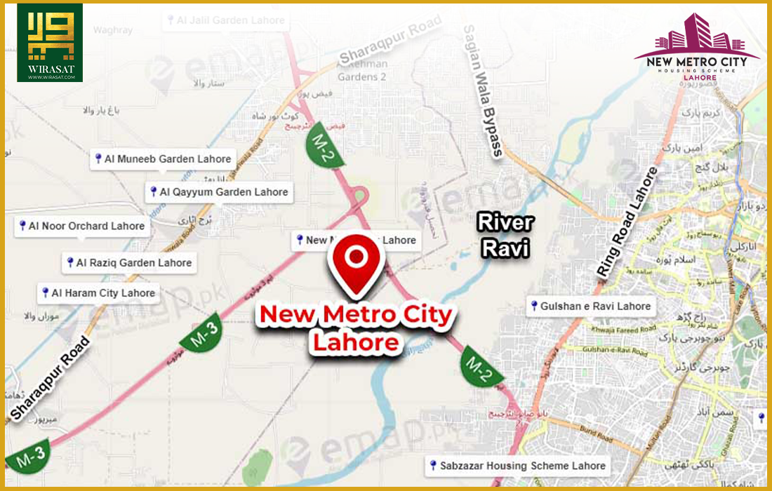 Map of New Metro City Lahore