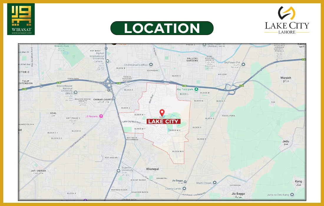 Lake City Lahore Location Map