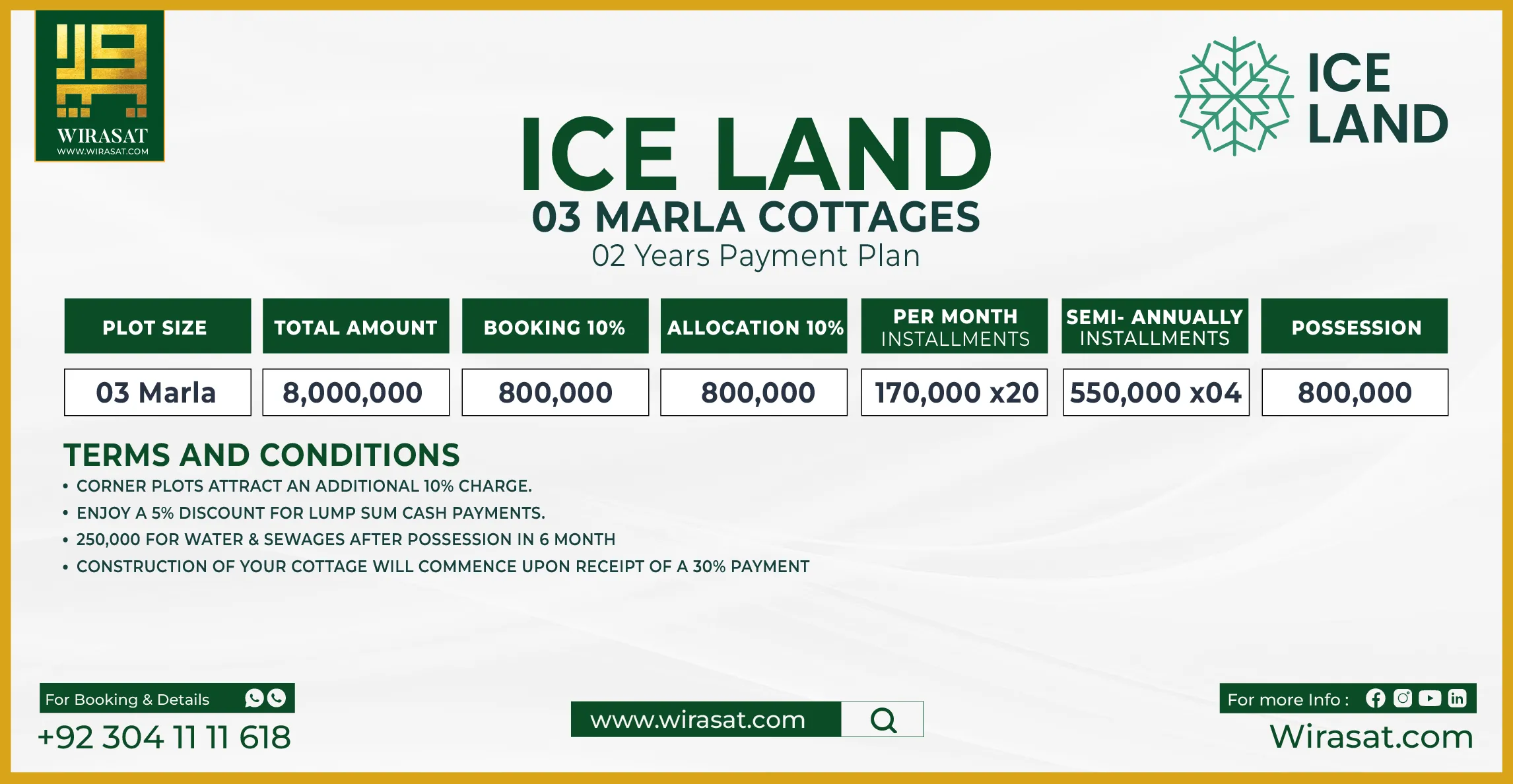 Payment Plan of Iceland 03 Marla