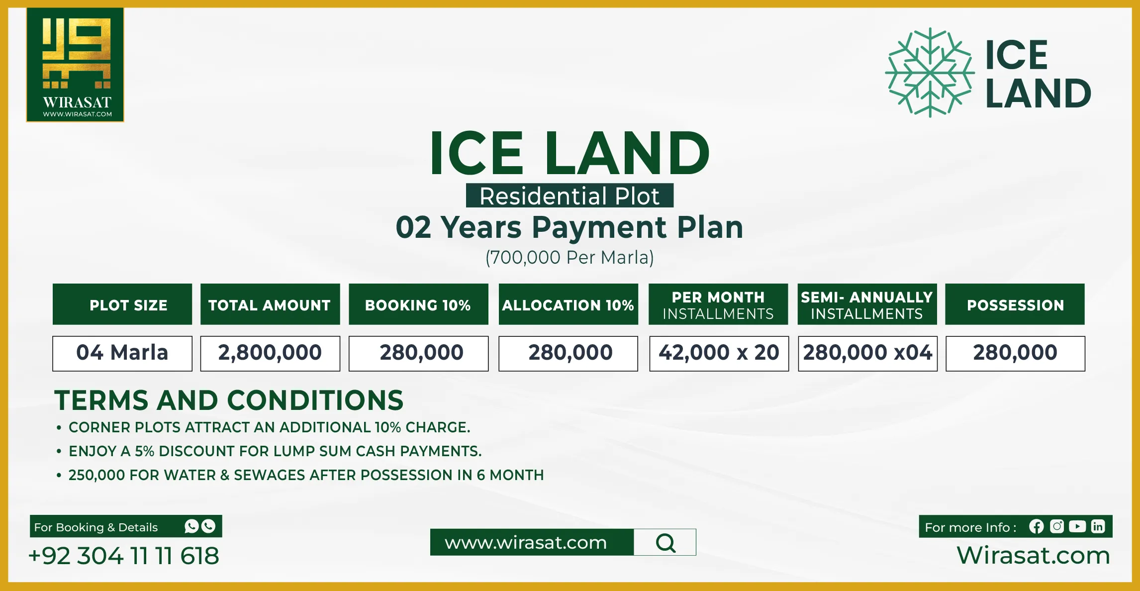 Payment Plan of Iceland 04 Marla