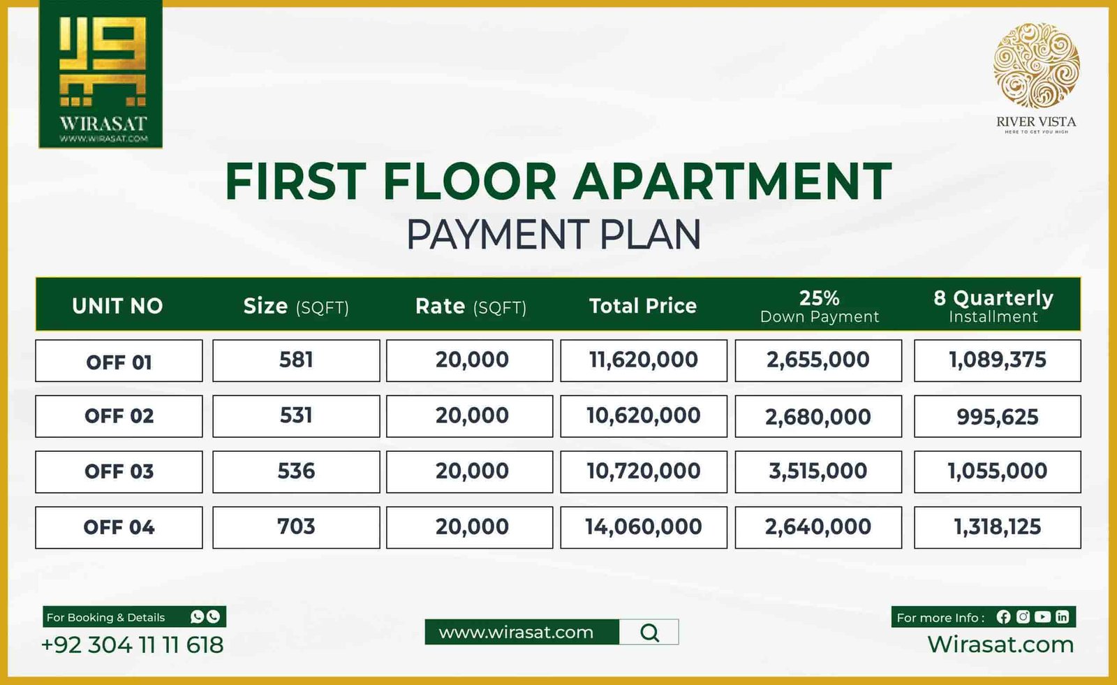 Payment Plan of First Floor Apartment