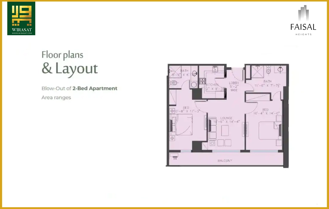 Layout Plan of 2-bed apartment in Faisal Heights Islamabad