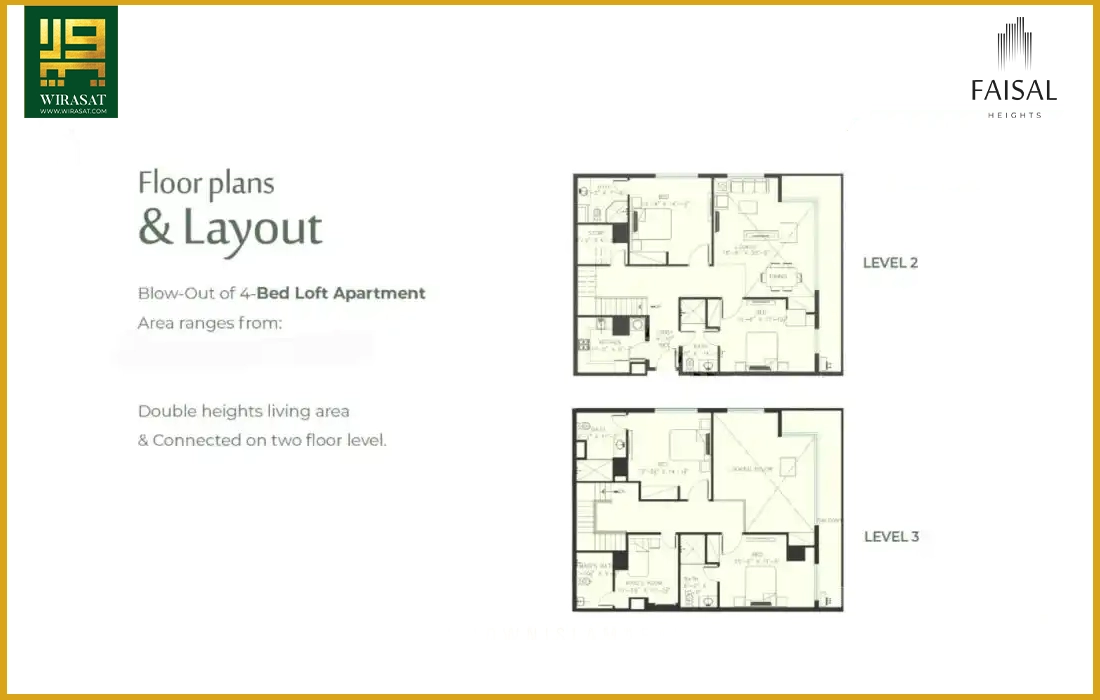 Layout Plan of 4-bed apartment in Faisal Heights Islamabad