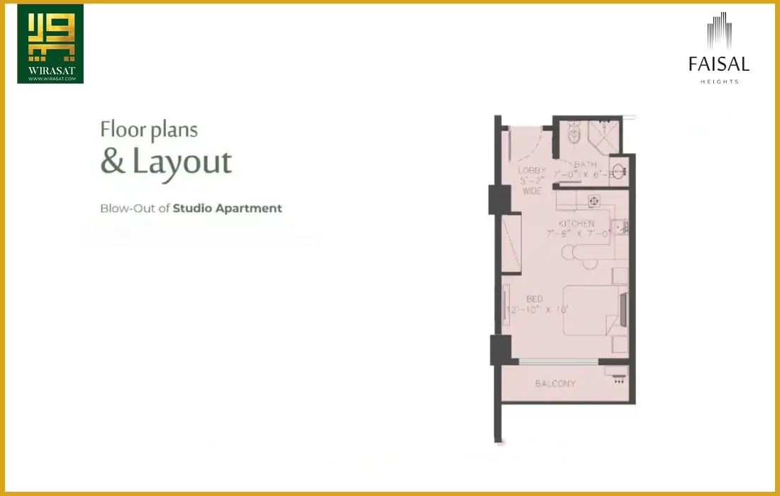 Layout Plan of Studio Apartment in Faisal Heights Islamabad