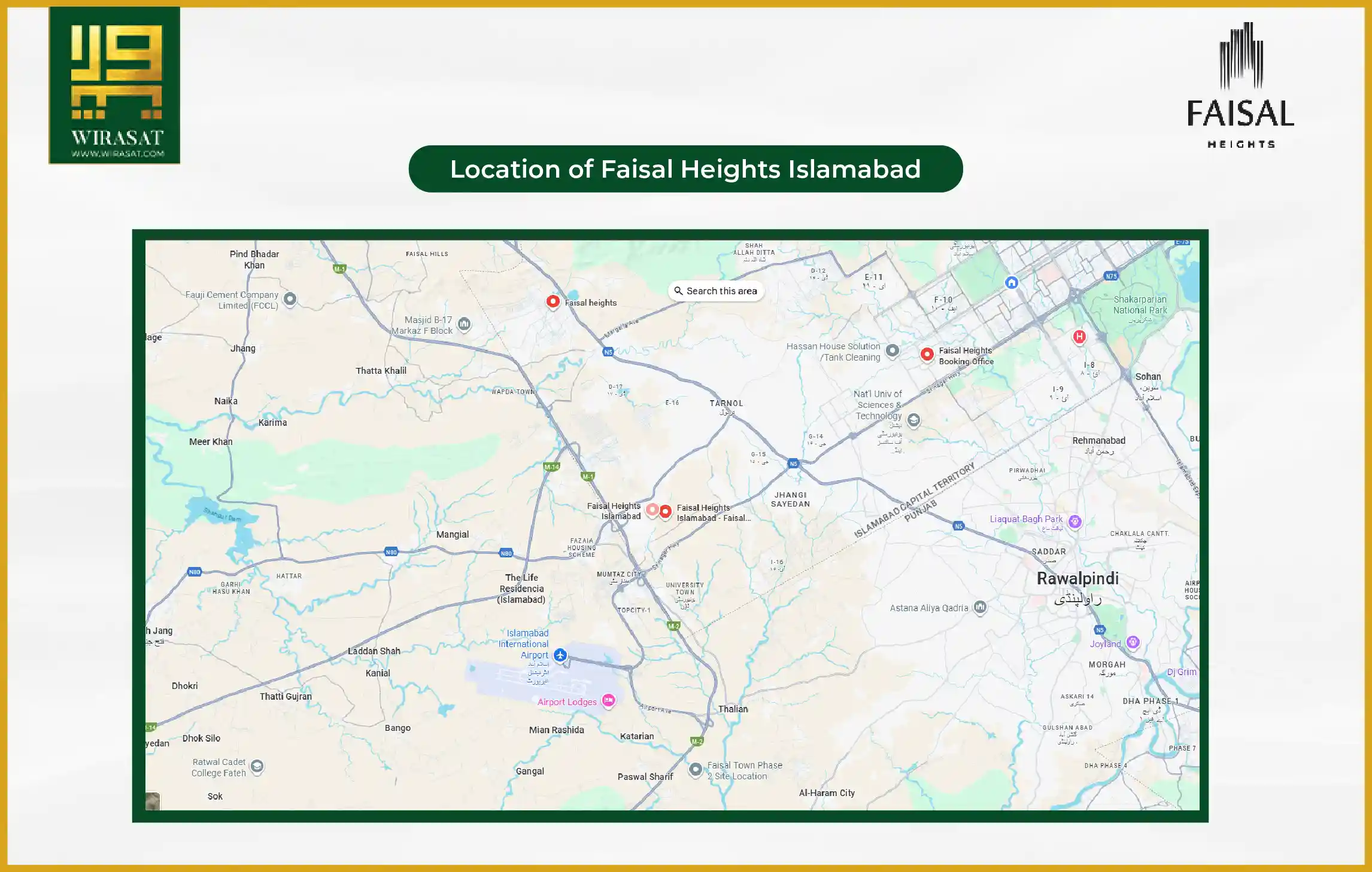 Location of Faisal Heights Islamabad