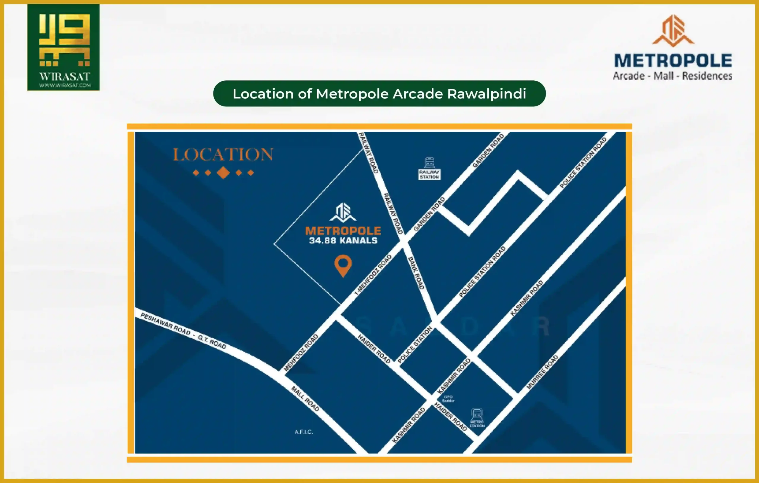 Location of Metropole Arcade Rawalpindi