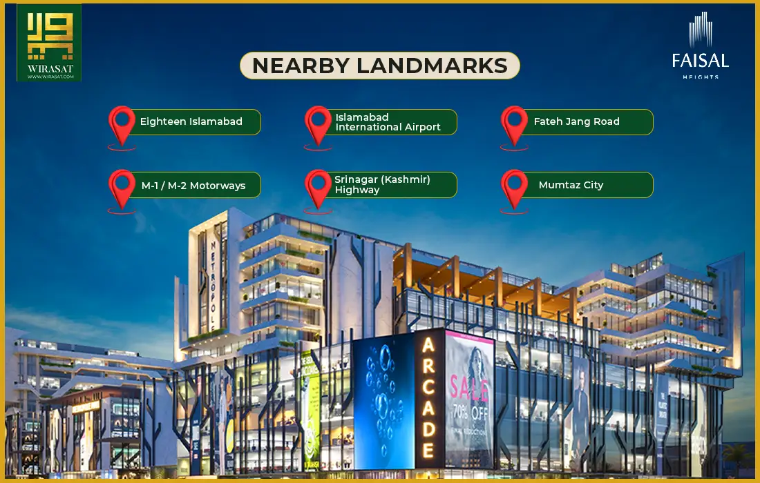 Nearby landmark of Faisal Heights Islamabad