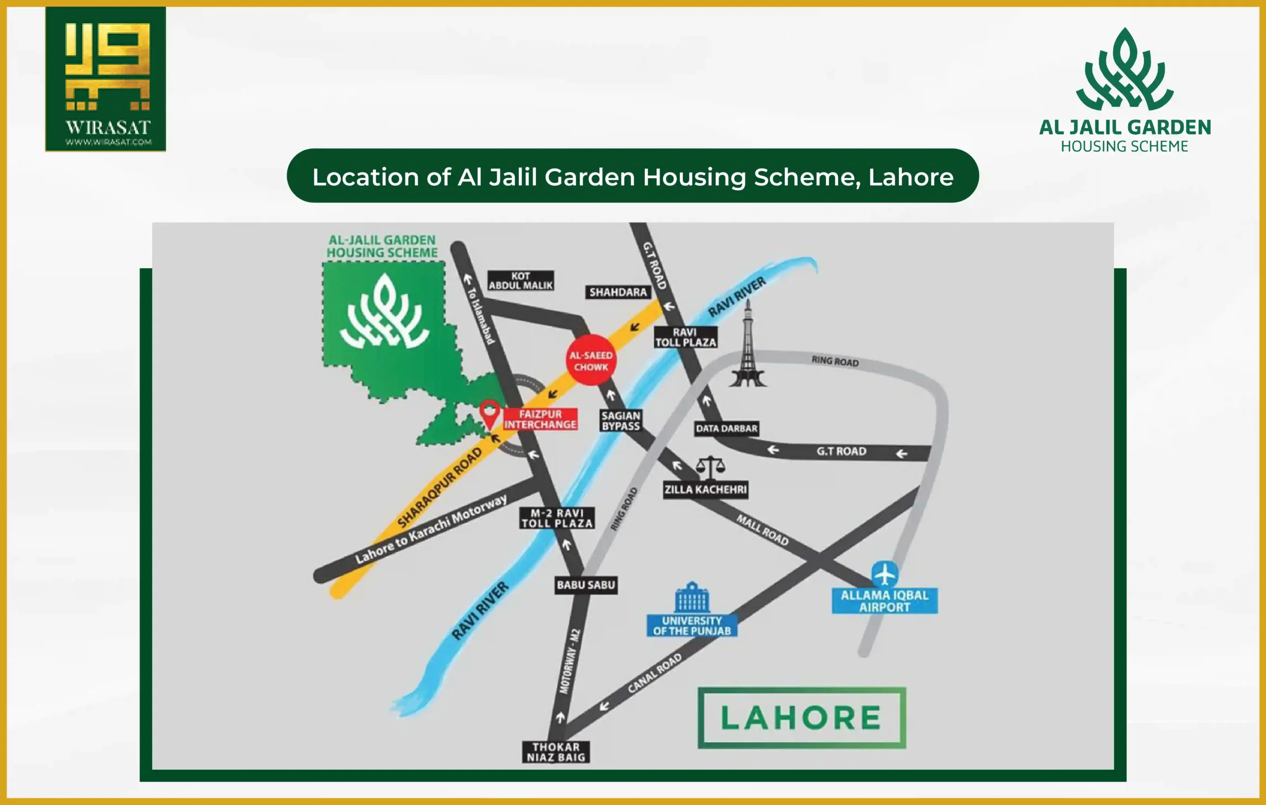 Location of Al Jalil Garden Housing Scheme, Lahore