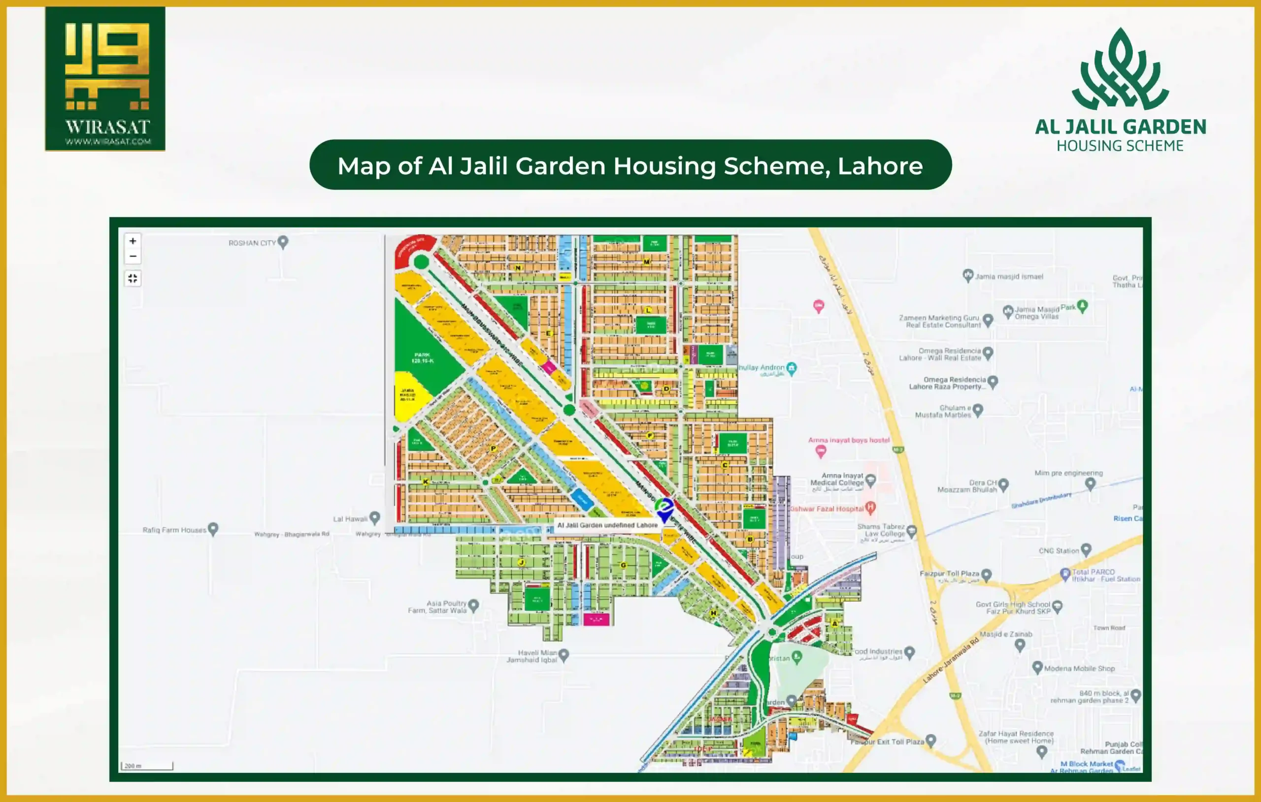 Map of Al Jalil Garden Housing Scheme, Lahore