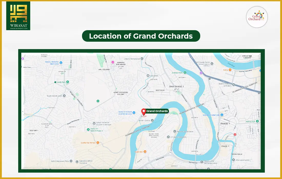 Location of Grand Orchard DHA Islamabad