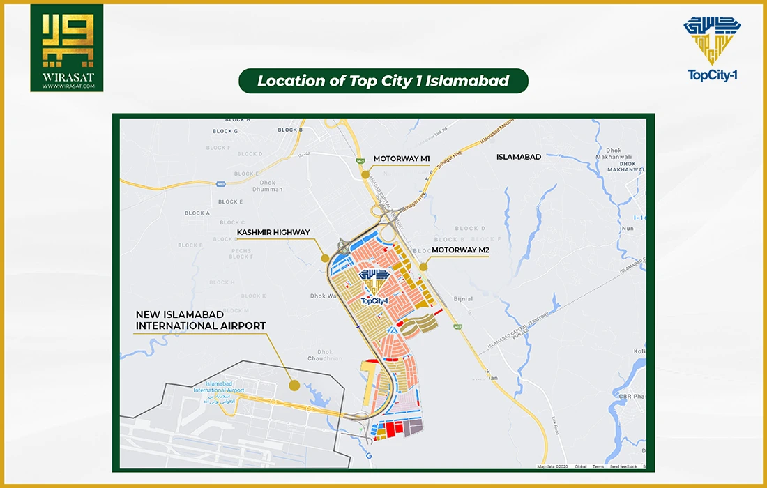 Location of Top City 1 Islamabad