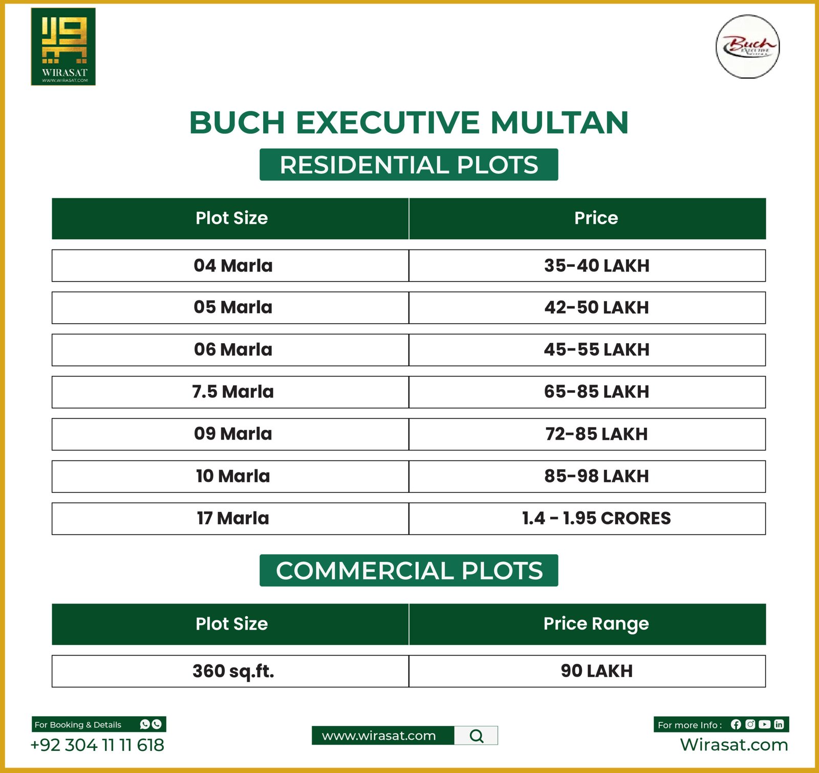 Buch Executive Villas Multan Payment Plan-01