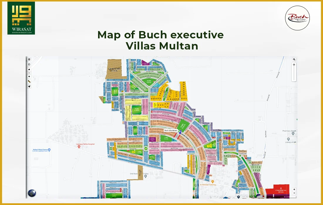 Map of Buch executive Villas Multan