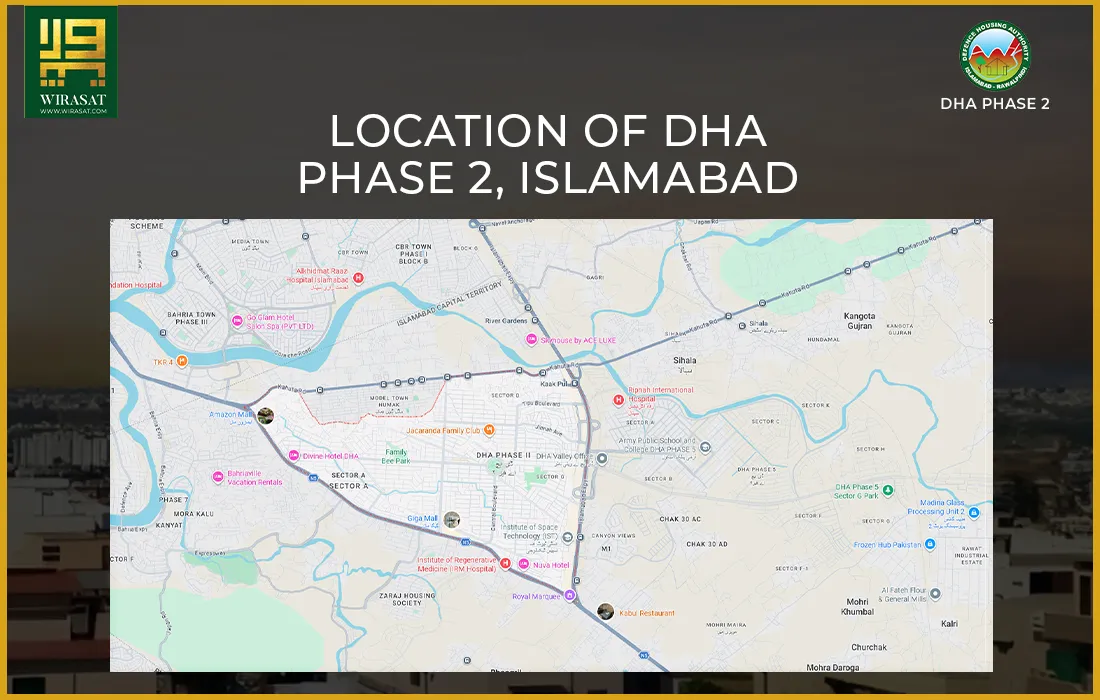 Location of DHA Phase 2, Islamabad